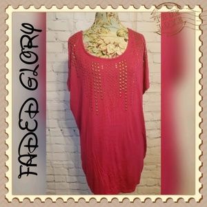 Faded Glory Fuchsia Side Rusche with Embellishment